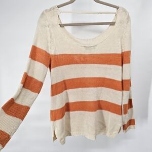 Olive & Oak Orange and Cream Striped Sweater
